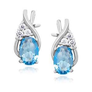 Cercei argint cu piatra bleu DiAmanti Z1080ER_AQ-DIA (Argint 925‰ 1,5 g.)